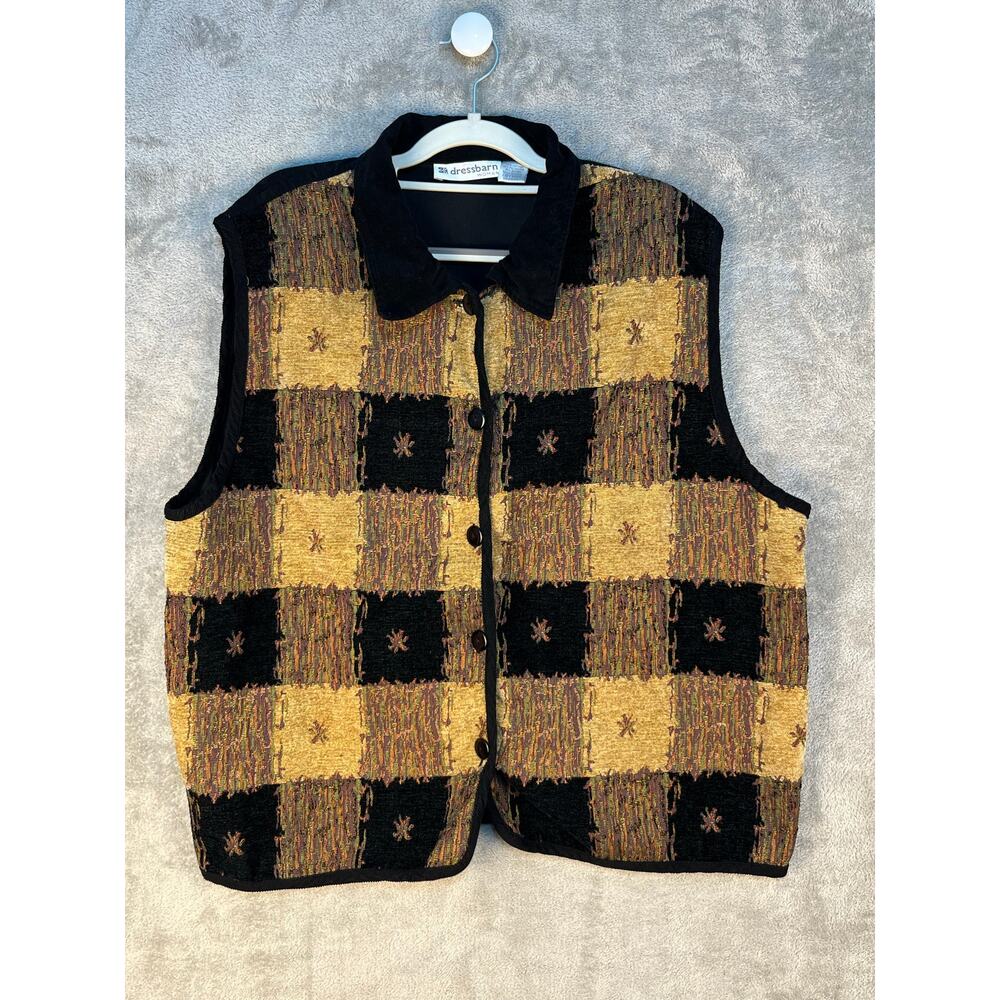 VTG Patchwork Corduroy Vest Size 22/24 Fall Cabin Core Western Rodeo Winter